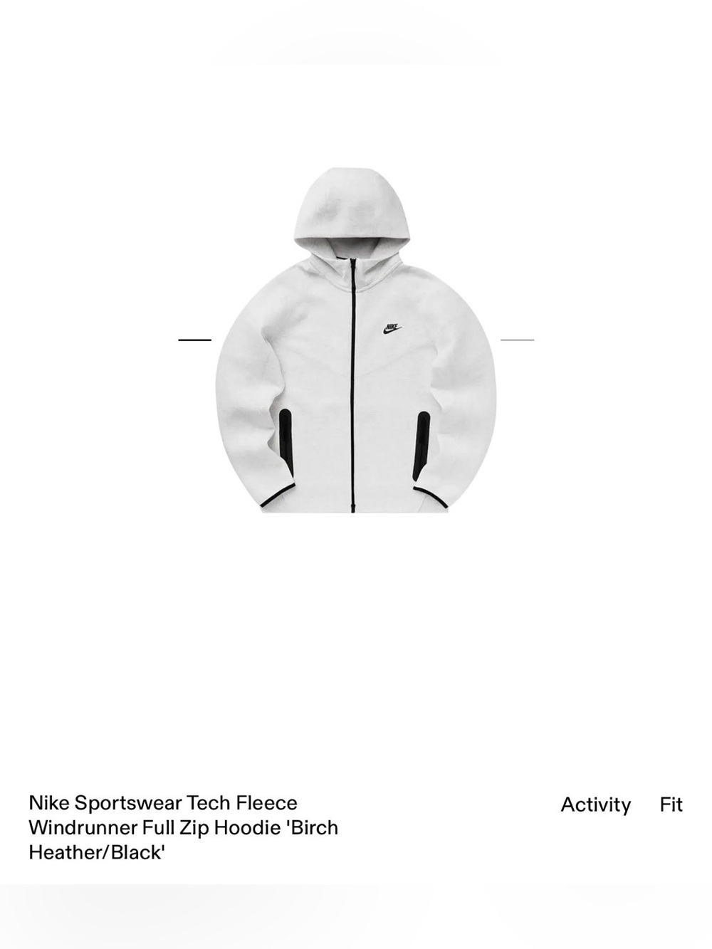 Nike Tech Fleece Windrunner Hoodie - Heathered White